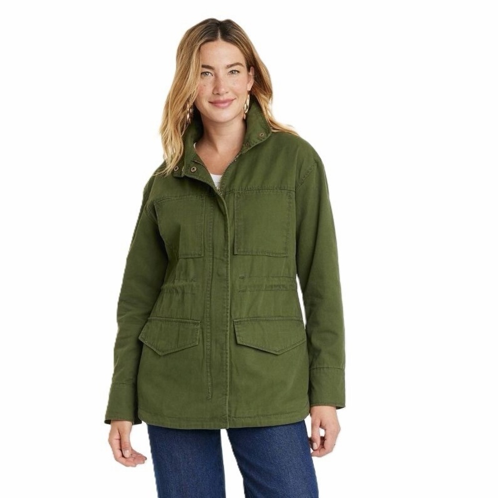 Universal Thread Size L Dark Green Full Zip Utility Military Field Jacket